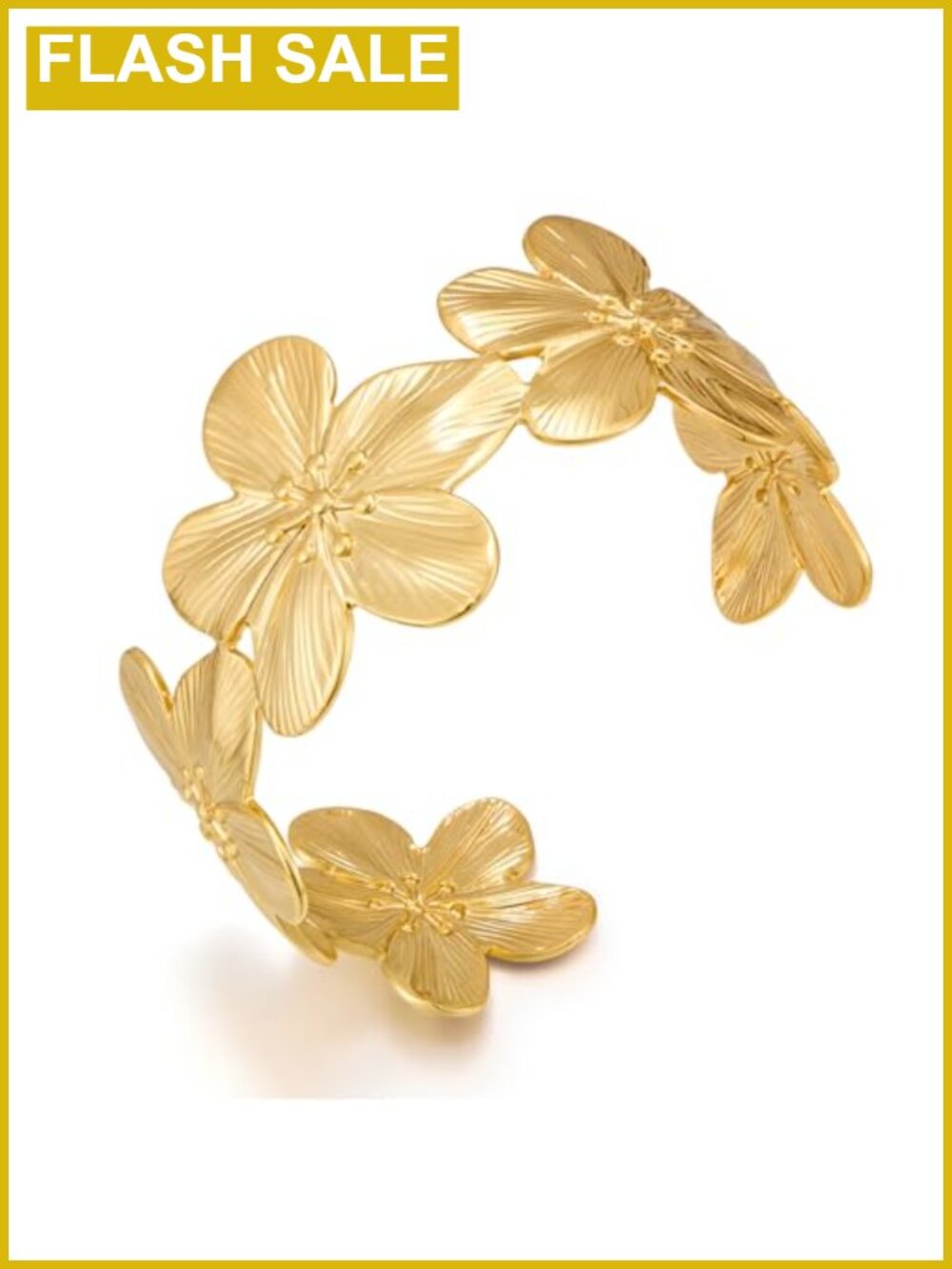 Vintage Flower Hollow Cuff Bracelet Adjustable Open Bangle Women Brass